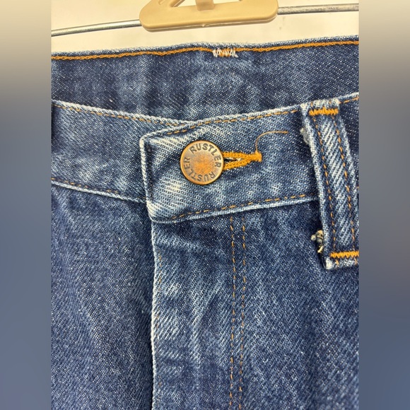 NWOT Vintage Rustler Stiff Denim High Waisted Straight Leg Dark Blue Jeans 32X30 - Picture 4 of 5